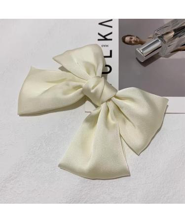 Asheyya Bow for Hair Clip Solid Color Soft Satin Silky Hairbows for Women Girls (White) - Buy Online on GoSupps.com