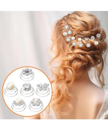UHOMENY 40 Pieces Brides Spiral Hair Pins Silver Pearl Hair Pins Crystal Rhinestones Swirl Hair Pins Hair Pins for Bridal Wedding Hair Accessories with Box for Women Girls Wedding Bridal Party - Buy Online on GoSupps.com