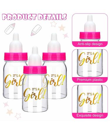 100 Pcs 3.5 Inch Baby Shower Mini Milk Bottles with It's A Girl Stickers - Pink DIY Party Favors for Girls - Buy Online on GoSupps.com