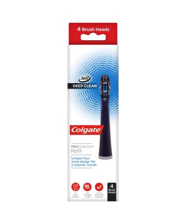 Colgate 360 Deep Clean Proclinical Refill Toothbrush Heads Soft Bristle Heads for Plaque Removal Pack of 4
