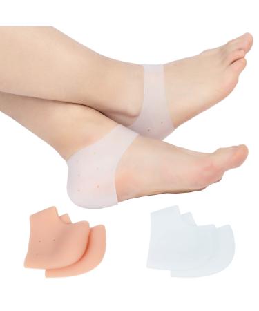 Gel Heel Protectors Pads Silicone Heel Cups Cushion for Heel Pain Relief  Feet Pressure Sores Heel Spur Dry Cracked Achilles Tendinitis Blisters Prevention(2Pair) 2 pairs (4 pcs)