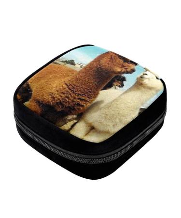 GIAPB Period Bag Sanitary Napkin Storage Bag Pad Holder for Period Makeup Pouch Animal Alpaca Pattern Color607