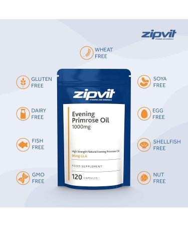 Evening Primrose Oil 1000mg - High Strength with Omega-6 and GLA - 120 Softgel Capsules - Supports Normal Cholesterol - Eco-Friendly Pouch - Buy Online on GoSupps.com