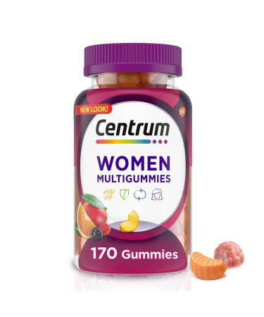 Centrum MultiGummies Gummy Multivitamin for Women, Multivitamin/Multimineral Supplement with Vitamin D3, B Vitamins and Antioxidants, Assorted Fruit Flavor - 170 Count 170 Count (Pack of 1)