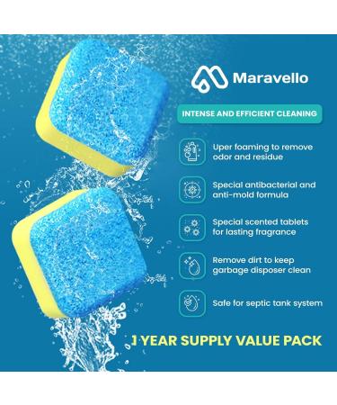 Maravello Disposal Cleaner & Deodorizer - 24 Tablets, Foaming Formula, Fresh Scent - 1 Year Supply - Buy Online on GoSupps.com