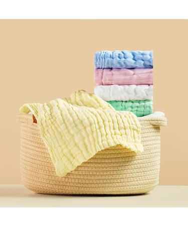 5 Pack Muslin Baby Washcloths - Super Soft Newborn Bath Face Towels - Reusable Cotton Wipes - Light Green - Buy Online on GoSupps.com