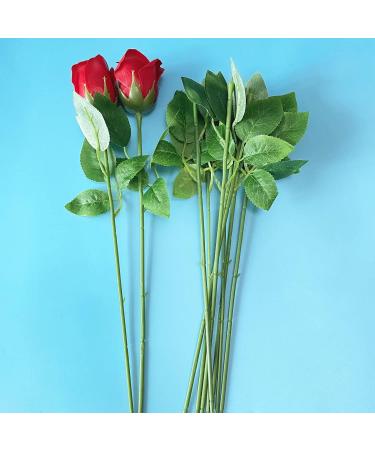 Yesok 50Pcs Floral Wire Stems with Leaves for DIY Craft Bouquet Making - Buy Online on GoSupps.com
