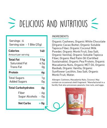 BHU Keto Bites Variety Pack - Organic Low Net Carb, Low Sugar Snack with Clean Gluten Free Ingredients - 24 Individually Wrapped Snacks - Buy Online on GoSupps.com