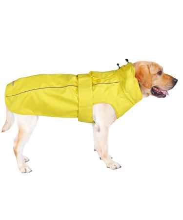 Waterproof Dog Raincoat with Reflective Strip, Adjustable Breathable Rain Coat Jacket with Leash Hole for Pets (Medium, Yellow) Medium Yellow