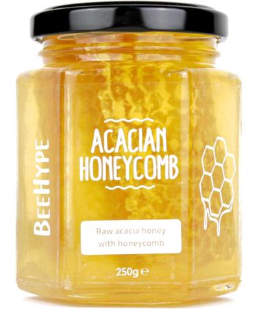 BeeHype - Acacian Honeycomb Honey - 100% Pure Unprocessed Raw Acacia Honey with Natural Enzymes Vitamins Minerals and Antioxidants 6 x 250g Acacian Honeycomb Pack of 6 - Buy Online on GoSupps.com