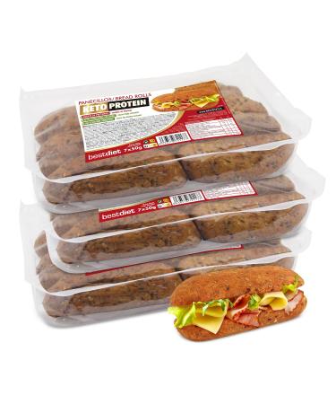 Bestdiet Keto Protein - Panecillos Proteicos Keto, Bajos en Azúcar, Alto en Fibra y Proteínas, Saciantes y Quemagrasas, con Trigo, Avena, Soy. (Pack of 3 Packs of 390g)