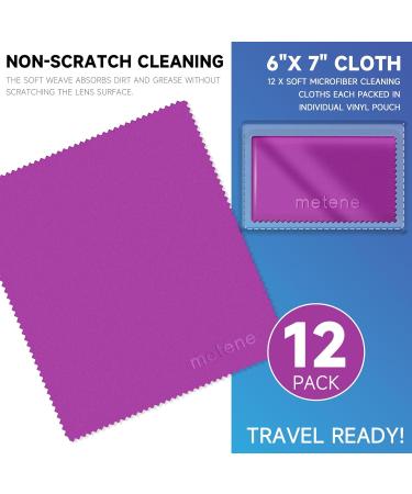 Metene 12 Pack Microfiber Cleaning Cloths - Individually Wrapped Storage Box Included | Perfect for Glasses Screens & Lenses - Purple (6x7 - Buy Online on GoSupps.com