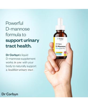 Dr Corbyn D-Mannose 800mg Drops - 50ml | UTI Hero Liquid Supplement for Urinary Tract Health | Vegan & UK Made - Buy Online on GoSupps.com