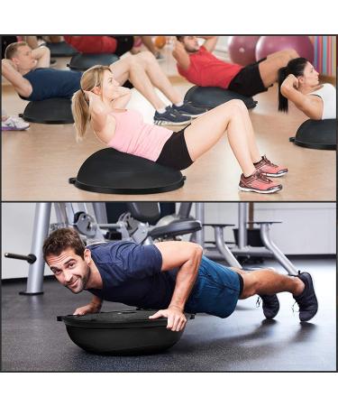 JX FITNESS 58cm Balance Half Ball Trainer with Resistance Bands & Pump - Core Strength Exercise Yoga Stability Ball for Home Gym Workouts - Black - Buy Online on GoSupps.com