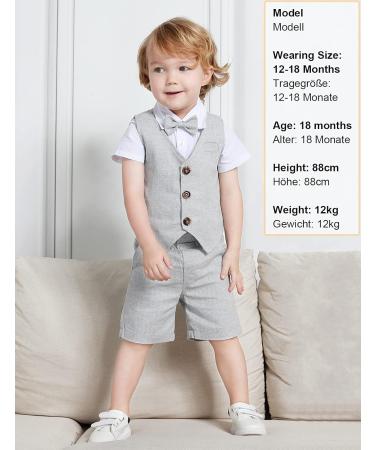 Mint Green Baby Boy Gentleman Suit Herringbone Outfit 3-4 Years - Wedding, Christening, Shirt, Waistcoat & Shorts - Buy Online on GoSupps.com
