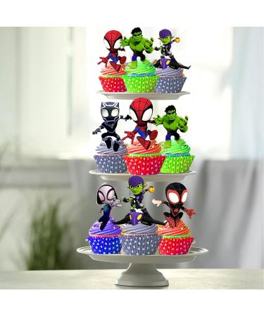 Menipros 48Pcs Spidey Cupcake Toppers for His Amazing Friends Birthday Party Supplies Spidey Friends Theme Party Cake Decorations - Buy Online on GoSupps.com