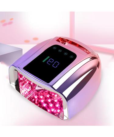 BOMOQING 96W Rechargeable UV LED Nail Lamp Portable Cordless UV Light for Nails with LCD Display Auto Sensor 4 Timer Setting and Smart Sensor Nail Dryer Nail Cure Light with Removable Bottom(Colorful) Purple