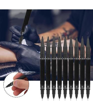 10 PCS Tattoo Marking Pen Set - Double Head Temporary Marker for Body Art & Piercing - Skin Safe Tattoo Design Pen in Black - Buy Online on GoSupps.com