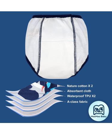 MooMoo Baby Cotton Training Pants 4T - Pack of 6 | Strong Absorbent Toddler Potty Training Underwear for Boys and Girls 2T-7T | Blue and Grey Design - Buy Online on GoSupps.com