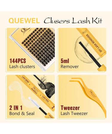QUEWEL DIY Lash Extension Kit - Waterproof Lashes Clusters Applicator Tool Glue Remover for Natural Look at Home - Buy Online on GoSupps.com