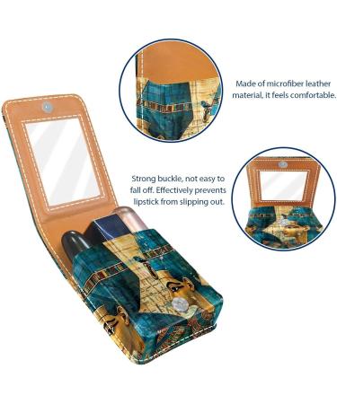 Travel Lipstick Organizer Case - Vintage Egyptian Makeup Bag with Mirror | Portable & Stylish Cosmetic Storage - Buy Online on GoSupps.com