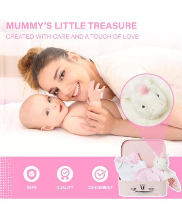 Baby Box Shop Newborn Baby Girl Gift Set - 7 New Baby Gifts with New Born Baby Essentials Unique Baby Girl Gifts Newborn - Pink Baby Hamper for New Baby Girl Gift - Newborn Girl Gifts Set - Pink M Pink - Buy Online on GoSupps.com