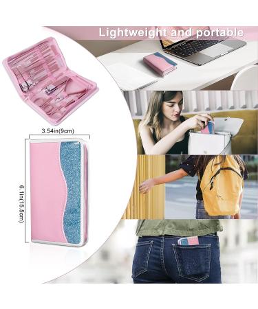 Professional 20-Piece Andrea Manicure Set with Nail Clippers and Scissors in Leather Bag - Pink - Buy Online on GoSupps.com