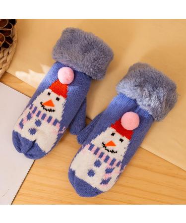 Winter Snowman Full Finger Gloves for Women - Warm and Cozy Holiday Mittens in Blue | BCDlily - Buy Online on GoSupps.com