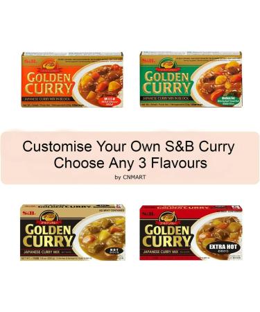 S&B Golden Curry Sauce Mixed Assorted Flavours 220g (Pack of 3) Self Customised - Buy Online on GoSupps.com