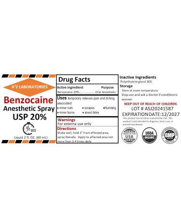 2x2oz Benzocaine Liquid Solution - Premium Topical Pain Relief Spray for Cuts Burns Scrapes Insect Bites & Waxing - Extra Strength USA Made | Fast Same Day Shipping - Buy Online on GoSupps.com
