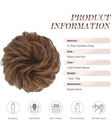 FESHFEN Messy Bun Scrunchie Updo Hairpiece | Synthetic Curly Wavy Hair | Light Golden Brown - Buy Online on GoSupps.com