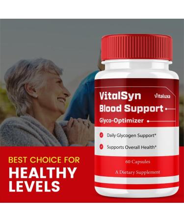 Vitalsyn Blood Support Vitalsin Glyco Optimizer Capsules Advanced Formula Supplement VitalsynBlood Glycogen Pills Blood Flow Balance Control Vitalsym Premium Blend Vital Syn Health (60 Capsules) - Buy Online on GoSupps.com