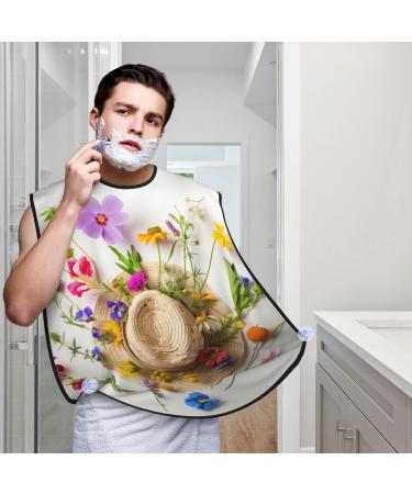 Shop Cowboy Hat & Flowers Print Beard Bib Apron - Non-Stick Hair Catcher for Men | Perfect Shaving Gift - Buy Online on GoSupps.com