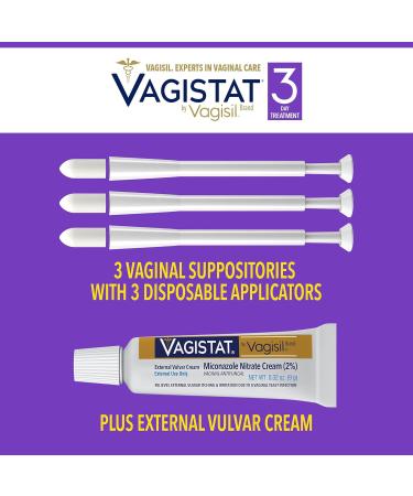 Vagisil Vagistat 3 Day Yeast Infection Treatment - Relieve Itching 2% Miconazole Nitrate Cream 3 Suppositories & Applicators - Pack of 2 for Women - Buy Online on GoSupps.com