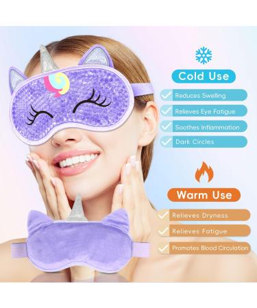 Cooling Eye Mask & Sleep Mask - Rainbow Unicorn Gift for Teens & Women | Cold Warm Compress for Dry Eyes | Plush Blindfold for Spa & Travel - Buy Online on GoSupps.com