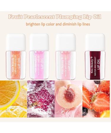 Fruit Pearlescent Plumping Lip Oil | Hydrating Lip Glow Tinted Balm | Long Lasting Nourishing Gloss | Non-Sticky Glitter Shine Primer Lip Tint - Mix - Buy Online on GoSupps.com