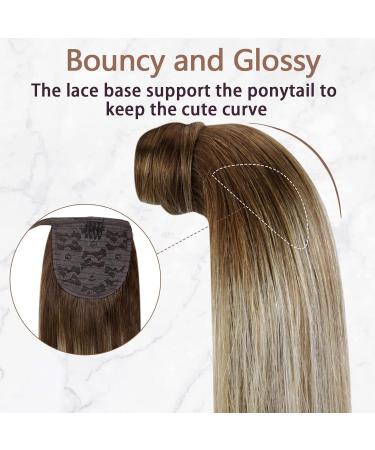 Runatur 55cm Real Hair Ponytail - Balayage Brown Ombre to Blonde - Invisible Braid #3/8/22 - Natural Look for Stunning Hairstyles - Buy Online on GoSupps.com