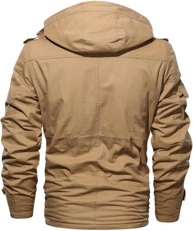 Hanxiulin Fleece Plush Jacket for Men | Warm Windproof Winter Coat | Fluffy Thick Khaki 3XL Outdoor Jacket - Buy Online on GoSupps.com