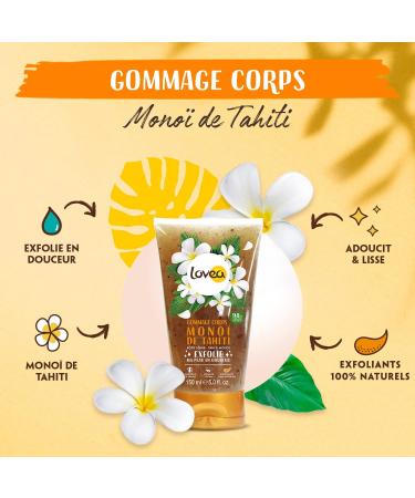 LOVEA - Body Scrub - Mono De Tahiti - Exfoliates Smooths & Softens - Melting Texture - Soft Grains - 98% Natural Origin - Vegan - Made in France - 150ml - Buy Online on GoSupps.com