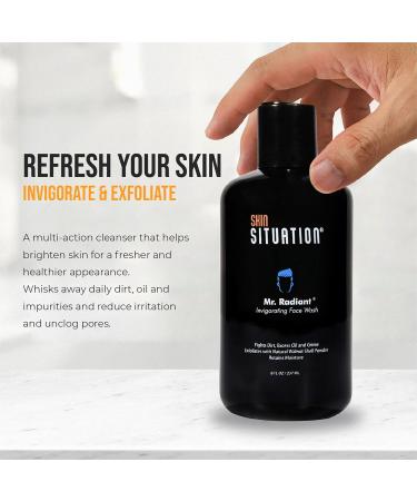 Mr. Radiant Daily Face Wash | Deep Cleansing Exfoliator for Men | Natural Hydrating Facial Cleanser - Prevents Breakouts 8oz - Buy Online on GoSupps.com