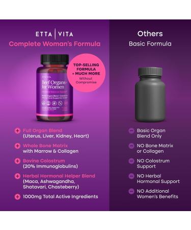 Primal Beef Organ Supplement for Women (Made in USA) Boosted w Shatavari Maca Ashwagandha and Chasteberry - Grass Fed Uterus Ovary Liver Kidney Heart Bone Matrix Gotu Kola and Queen Colostrum - Buy Online on GoSupps.com