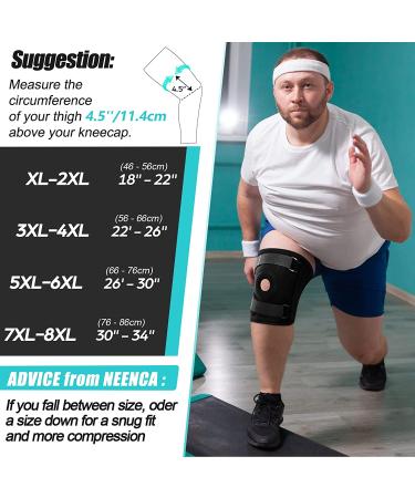 NEENCA Plus Size Knee Brace for Larger Legs and Thighs | Knee Support for Pain Relief and Injury Recovery | Patella Gel Pad & Side Spring Stabilizers | 3XL/4XL - Buy Online on GoSupps.com