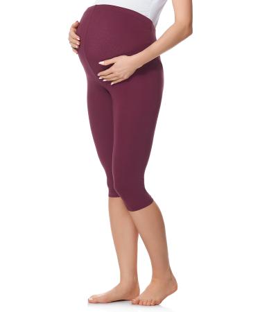 Be Mammy Womans 3/4 Maternity Leggings Tights BE20-229 XXL Wine Red
