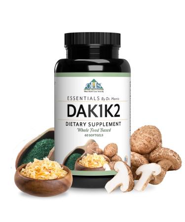 Optimal Health Systems Essential DAK1K2 | Vitamin D3 + A + K1 + K2 Immune Support Bone Health & Heart Health | Vitamin D w/MK-7 | 5000 IU | (Non-GMO Whole Food Gluten-Free) 60 Softgels