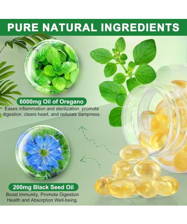 Oregano Oil Organic, 6000mg Oil of Oregano with Black Seed Oil Supplement Oregano Oil Extract Antioxidant, Immune & Digestive Support, Non-GMO, Gluten Free, 240 Count 120 Count (Pack of 2) - Buy Online on GoSupps.com