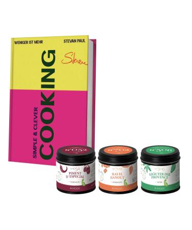 Rimoco gift set "Simple & Clever Cooking" - Contents: Simple & Clever cookbook Piment D ESPECIAL 70G herbs of Provence 35G Ras El Hanout 50g Set: "Simple & Clever cooking"