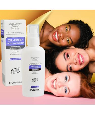 Equate Beauty Oil Free Moisture Daily Hydrating Facial Moisturizer & Neck Cream with Glycerin - Fast Absorbing Ultra Gentle Lightweight Face Lotion 4 fl. oz (Pack of 1) - Set By Basket Goods - Buy Online on GoSupps.com
