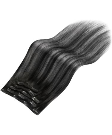 Moresoo 12 Inch Balayage Clip in Human Hair Extensions - Black and Silver - 5 Pieces/70g - #1B/Silver/1B - Buy Online on GoSupps.com