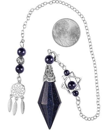Kyeygwo Blue Sandstone Cone Stone Pendulum - Double Crystal Point Quartz Gemstone for Divination Meditation and Reiki Healing - Buy Online on GoSupps.com