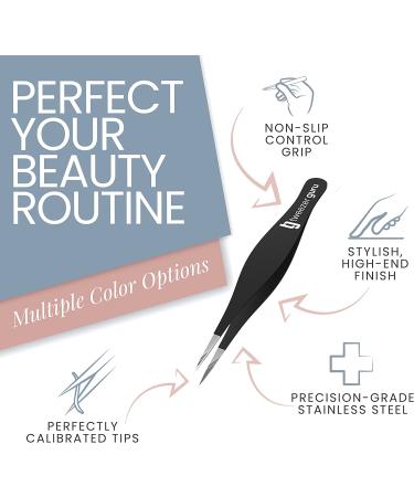 Tweezer Guru Pointed Tweezers - Precision Needle Nose for Eyebrows, Ingrown Hair, Blackheads & Splinters - Black - Buy Online on GoSupps.com